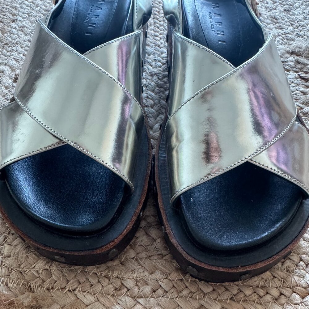 Marni Fussbett Sandals silver Leather – Size 39 / US 9 – Excellent Condition ✨ - Picture 9 of 11
